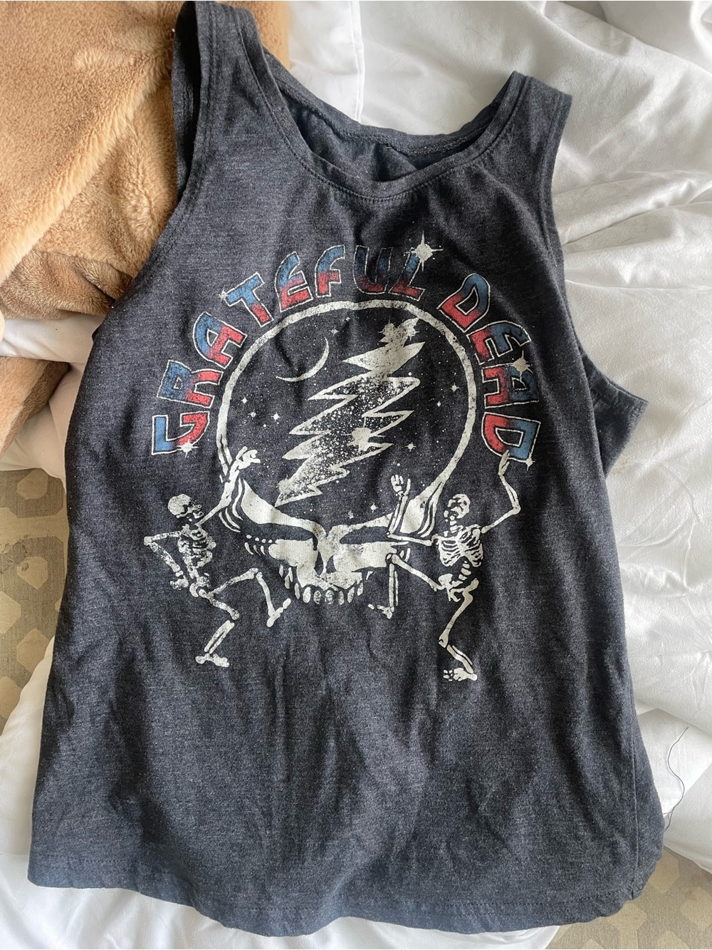 ‼️SOLD‼️Grateful Dead Gray Graphic Tank Top Skulls Skeletons Cotton